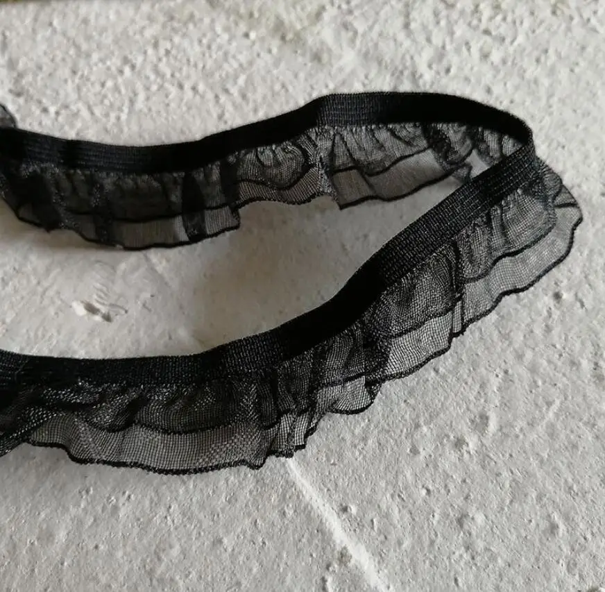 5 מטרים אלסטי תחרה סרט עבור תחתוני הלבשה DIY כפול למתוח שכבות תחרה Trims בעבודת יד לתפור טלאי אביזרי 2cm