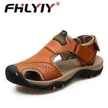 Летняя обувь; мужские сандалии; повседневная обувь из натуральной кожи; мужские качественные дизайнерские пляжные кожаные сандалии; мужские водонепроницаемые кроссовки в римском стиле