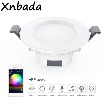 

New led Bluetooth networking smart BT mesh downlight 4.5W RGBWW intelligent inlaid ceiling light led panel light