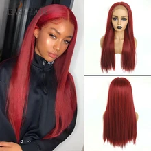 EASIHAIR красные длинные прямые Кружева передние парики с детскими волосами высокой плотности синтетические парики для черных женщин косплей парик термостойкий