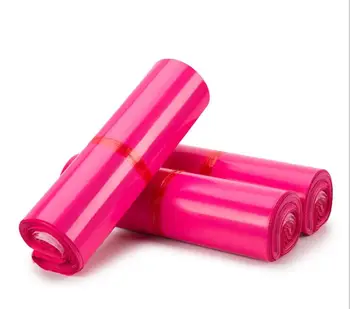 

50pcs New Roll Plastic Mailer Shipping Package Envelope Bag Self Adhesive Rose Red Currier Bag Product Packaging Bag 9 Sizes
