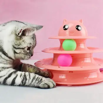 

Cat Toy Roller Cat Toys 3 Level Towers Tracks Roller With 3 Balls Interactive Puzzle Cat Toy Suitable For Pets Of All Size