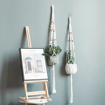 

Vintage Hanging Basket Flower Basket Holder Flower Pot Lifting Rope Macrame Plant Hanger Garden Pot Planter Display Stand