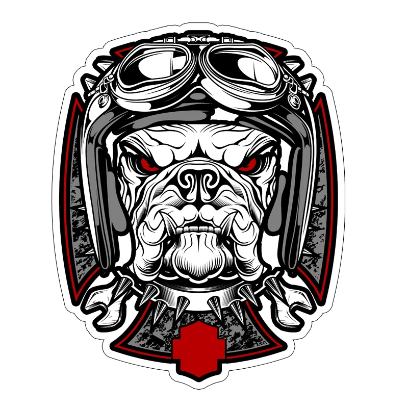 

Animal style bull dog head flying helmet retro old school car decals #04026