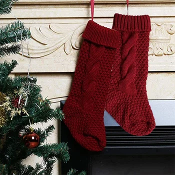 

4 Piece Christmas Fireplace Knit Socks Gift Hanging Gift Bag - Suitable for Family Holiday Christmas Party Decoration