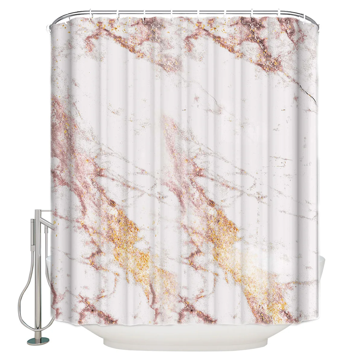 Rose Gold Flash Marble Trend Shower Curtain Waterproof Bathroom Curtain