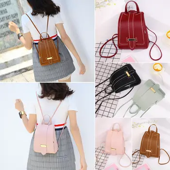 

Mini Backpack Women PU Leather Shoulder Bag For Teenage Girls Kids Multi-Function Small Bagpack Female Ladies School Backpack