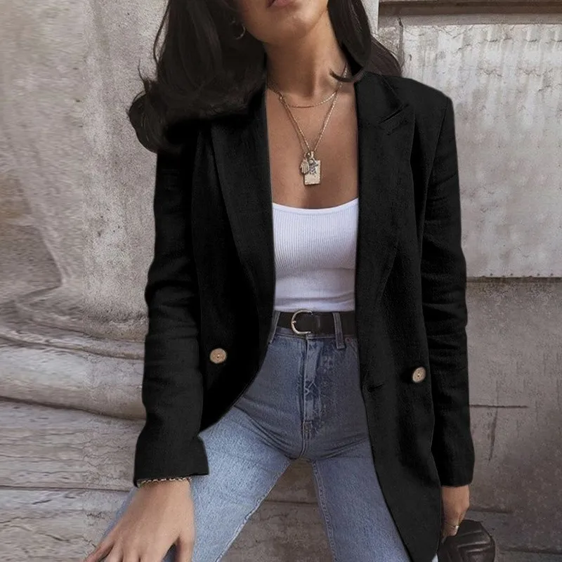 

Women Lapel Cape Cloak Long Coat Blazers Ladies Casual Office Suit Outwear Turn-Down Collar Cardigan Mid Solid Coat Y927
