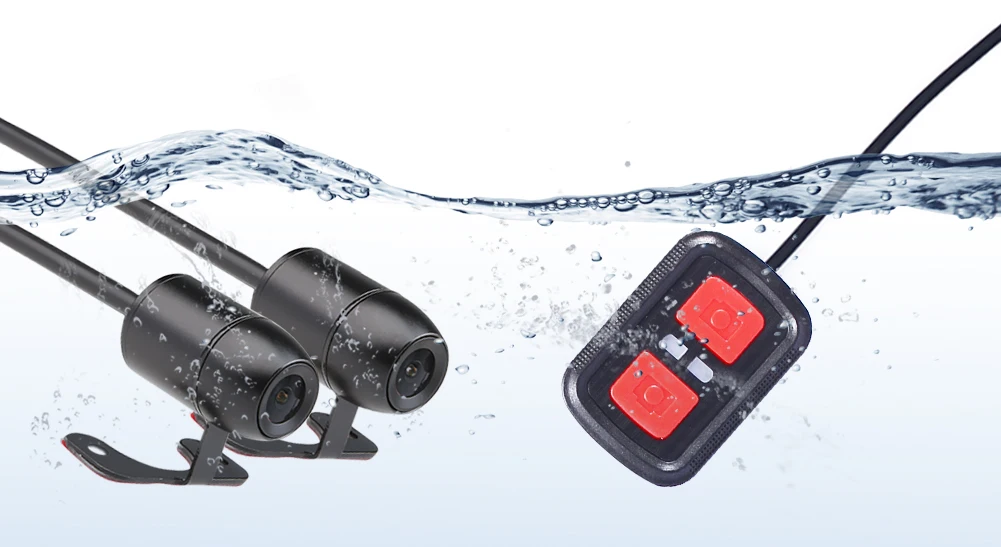 

Motorcycle Action Waterproof Dual Camera Recorder DVR Front and Rear View Motorcycle Dash Cam Black Night Vision Box