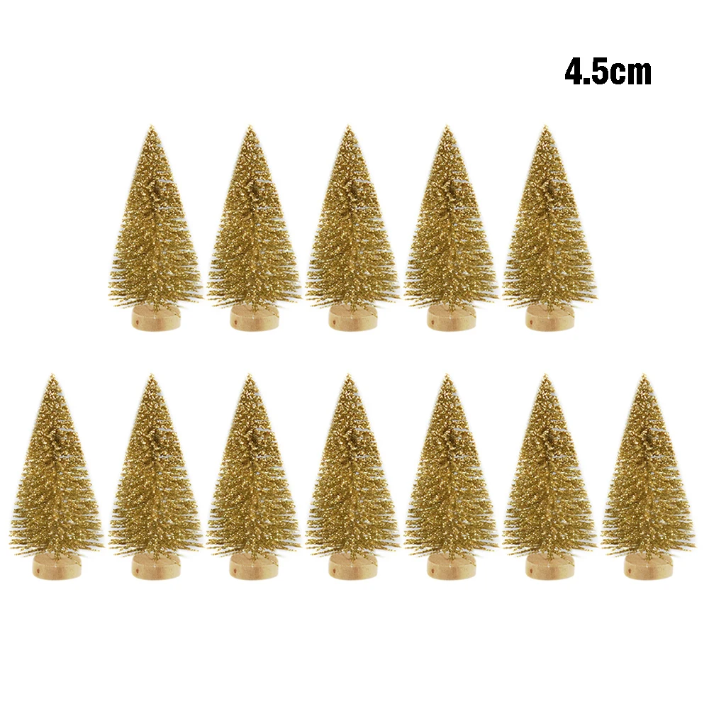 4.5cm Новое поступление, 12 шт., Мини Рождественская елка из сизаля, шелк, кедр, маленькое украшение, Рождественская сосна, 3,5 см/4,5 см/6,5 см/7 см - Цвет: 4.5cm