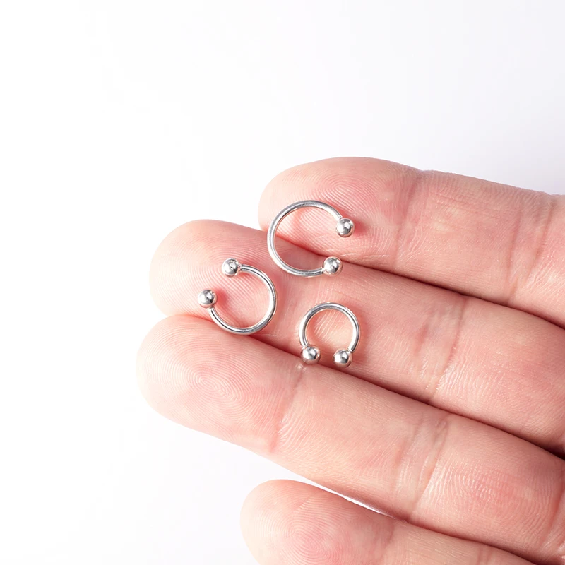 Sterling Silver Horseshoe 10 14mm Nose Ring Septum Piercing Cartilage