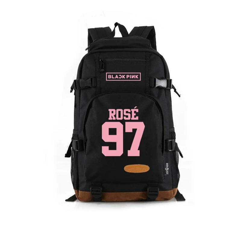 Kpop Черный розовый рюкзак для женщин девочек средней школы студентов школьная сумка на плечо