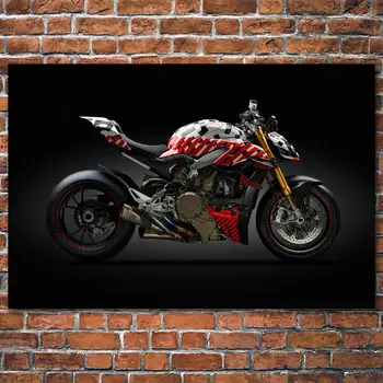 

DIY Framed Paintings Superbike Ducati Panigale V4 Streetfighter Motorcycle Canvas Wall Art Posters Silk Prints For Room Decor
