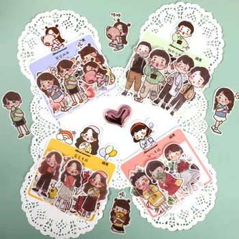 

40 Pcs/set Kawaii Journal Stikcers Cute Cartoon Boy Girl Stickers Scrapbooking Dairy Decorative Stationery Stickers