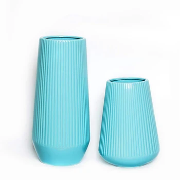 

B-LIFE Blue Ceramic Vases Modern Elegant Home Decorative Flower Vases Unglazed Tall Unique Bottle for Flowers