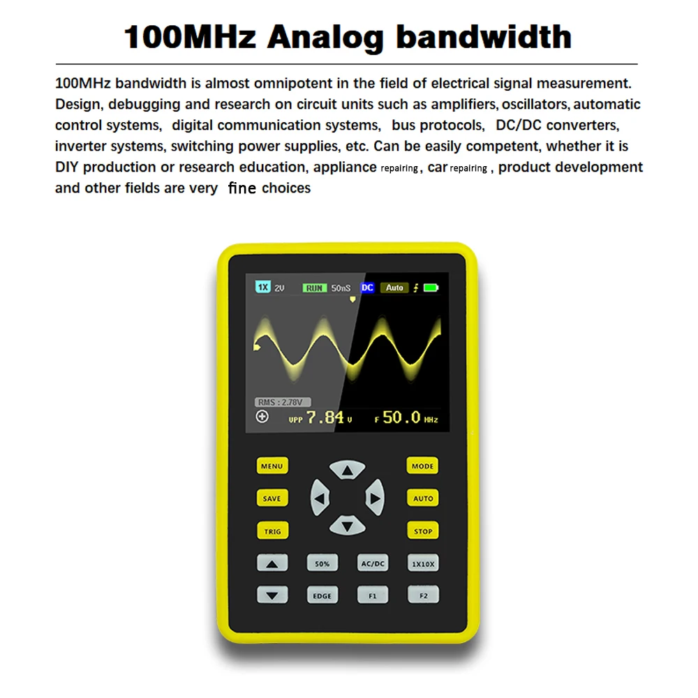 5012H цифровой осциллограф 2," ЖК-дисплей портативный мини-осциллограф с 100 МГц пропускной способностью логического анализатора