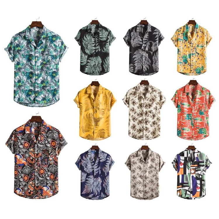 

2020 Men's Clthing Electricity Supplier Summer Korean-style Thin Teenager Floral Shirt Lapel Collar Short Sleeve