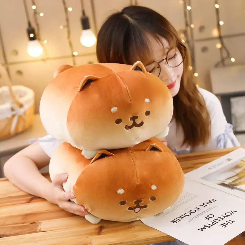 

Creative Cartoon Bread Shape Dog Pillow Nap Stuffed Shiba Inu Pillow Kids Birthday Doll