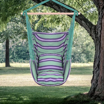 

Hammock Chair Hanging Rope Chair Swing Chair Seat with 2 Pillows for Garden Indoor Outdoor Relax Portable Hammock Swings