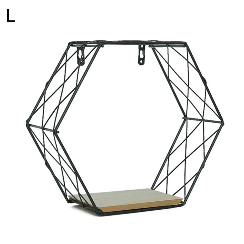 Декоративные железные полки в скандинавском стиле, шестигранные настенные подвесные стеллажи для хранения для гостиной, декоративные настенные полки для хранения