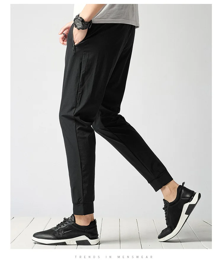 Spring And Summer Thin Outdoor Casual Versatile Sports Mountain Climbing Trousers Men's Closing Beam Leg Elasticity Plus-sized Q