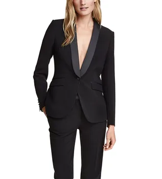 

black Autumn Winter Women Suits Office Sets 2 Piece Slim Fit Pant Suits for Women(blazer+pant)