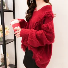Autumn and winter 2019 new loose show thin foreign style top bottoming knitwear temperament V-Neck Sweater Autumn and winter 2019 new loose show thin foreign style top bottoming knitwear temperament V-Neck Sweater