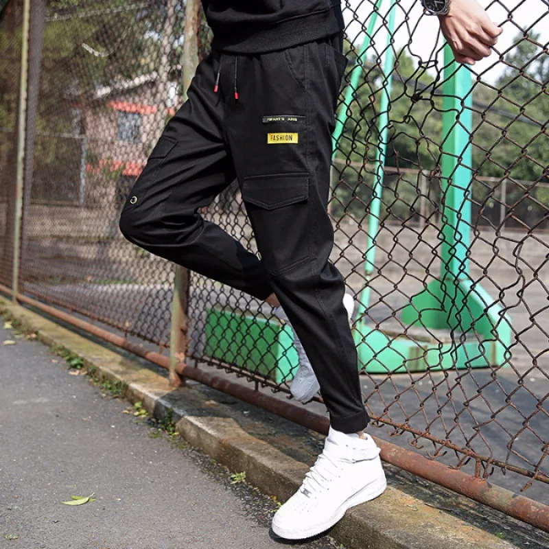 

Bib Overall Men's Popular Brand Korean-style Trend Summer Thin Section Capri Versatile Sports Beam Leg Casual Men Harem Pants Su