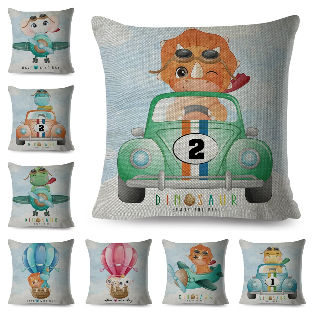 Чехол на подушку в скандинавском стиле декоративный милый мультяшный динозавр с
