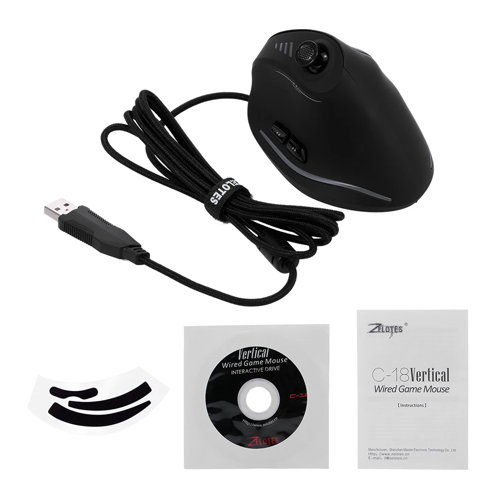 gaming mouse for laptop Gaming Mouse Gamer Zelotes C-18 Vertical Cable Game LED Programmable Remote Mouse For Ergonomics Games Mouses Adjustable10000DPI laptop mouse