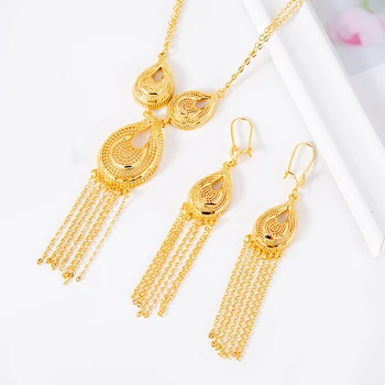 

Arabic Jewerly Dubai Jewelry Sets for Women Ethiopian African Earrings Sets Gold Color Necklace Eritrean Bridal Jewelry
