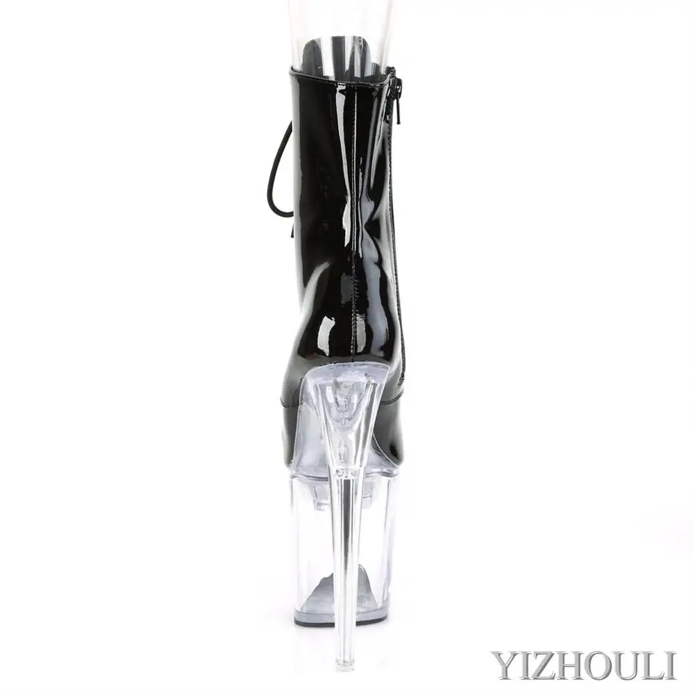 Sexy summer ankle boots, bright PU for pole dancing at parties and nightclubs, 20cm heels for model runway shows, dancing shoes