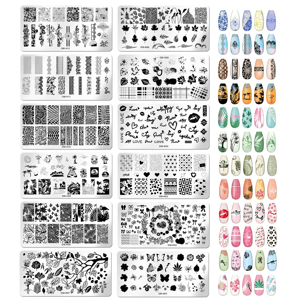 Nail Stickers Art Stamping Template Butterfly Leaves Floral Heart Stamp Plate Stencil Reusable Metal Manicure Nail Accessories