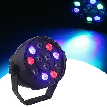 

LED Flat Par DJ Disco Light Show 12x1W RGBW LED Par DMX512 Mini Stage Lighting for Party Dance Floor Bar Decoration