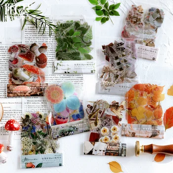 

40 pcs/lot vintage plant mushroom decor washi paper sticker decoration stickers DIY diary scrapbooking planner label sticker