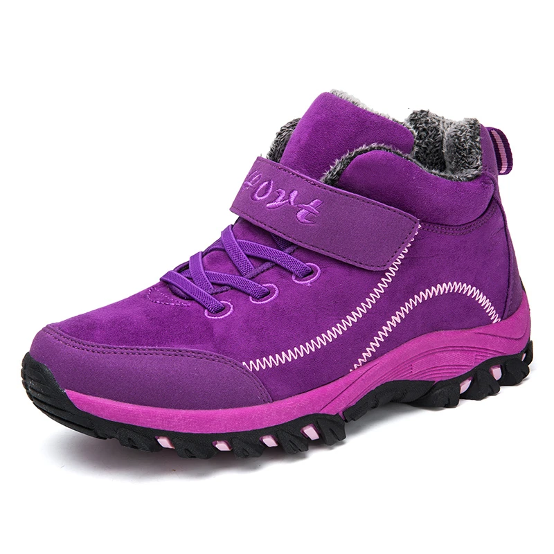 Новинка; унисекс; зимняя Уличная обувь из искусственного плюша; удобная прогулочная обувь для пожилых людей; Классическая обувь для мужчин и женщин; прогулочная обувь - Цвет: Фиолетовый