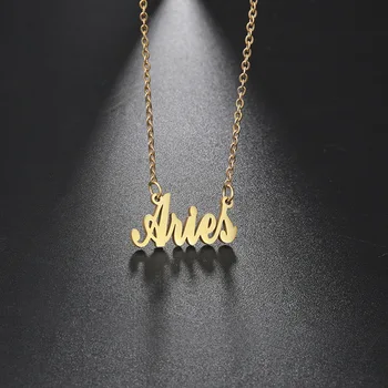 

Custom Name Necklace Stainless Steel Customized Personalized Letter Rose Gold Color Choker Necklace Pendant Nameplate Gift