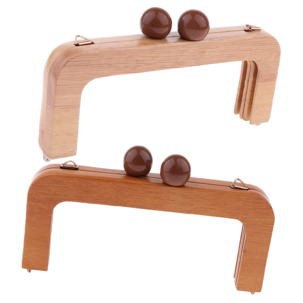 

Pack of 2 Vintage Wooden Purse Frame Square DIY Wallet Bag Frame Clasp Lock with Beads Bronze for you to do some DIY Crafts