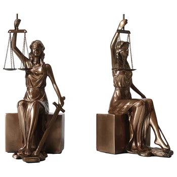 

Creative Justice Goddess Imitation Bronze Bookend Statue Goddess Justice Bookcase Office Presents Gifts Decoration Crafts R2676