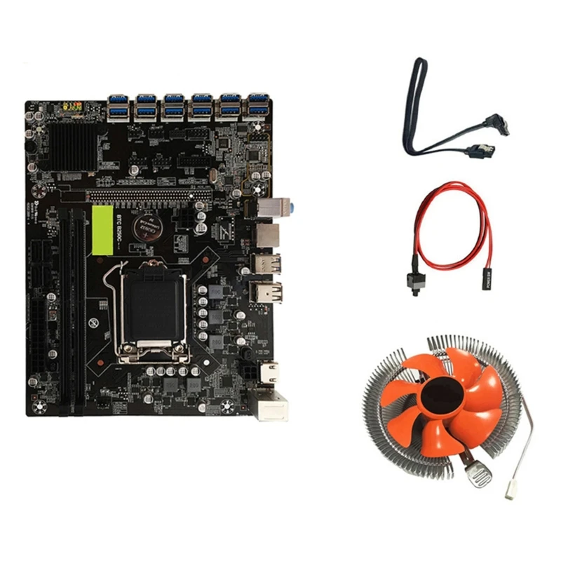 Компьютерная материнская плата B250 BTC 12P 12x PCI-E графический слот LGA 1151 DDR4 16 Гб Sata3.0 Rj45