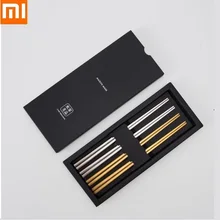 Xiaomi палочки для еды, кухонная посуда, однотонный цвет, нержавеющая сталь, для дома, высокое качество, Нескользящие палочки для суши, палочки для еды