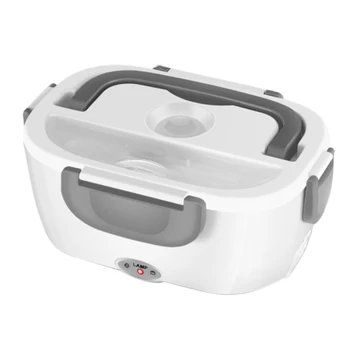 

Electric Lunch Box Food Heater Car and Home 12V Food Warmer for Adults Kids with Individual Box & 2 In 1 Fork & Spoon Grey-Drops