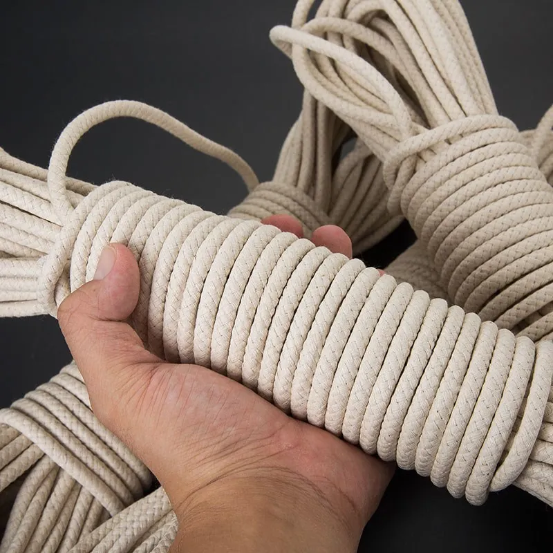Heavy Duty Cotton Rope Washing Line Natural Braided Twisted Sash Cord Twine  Rope