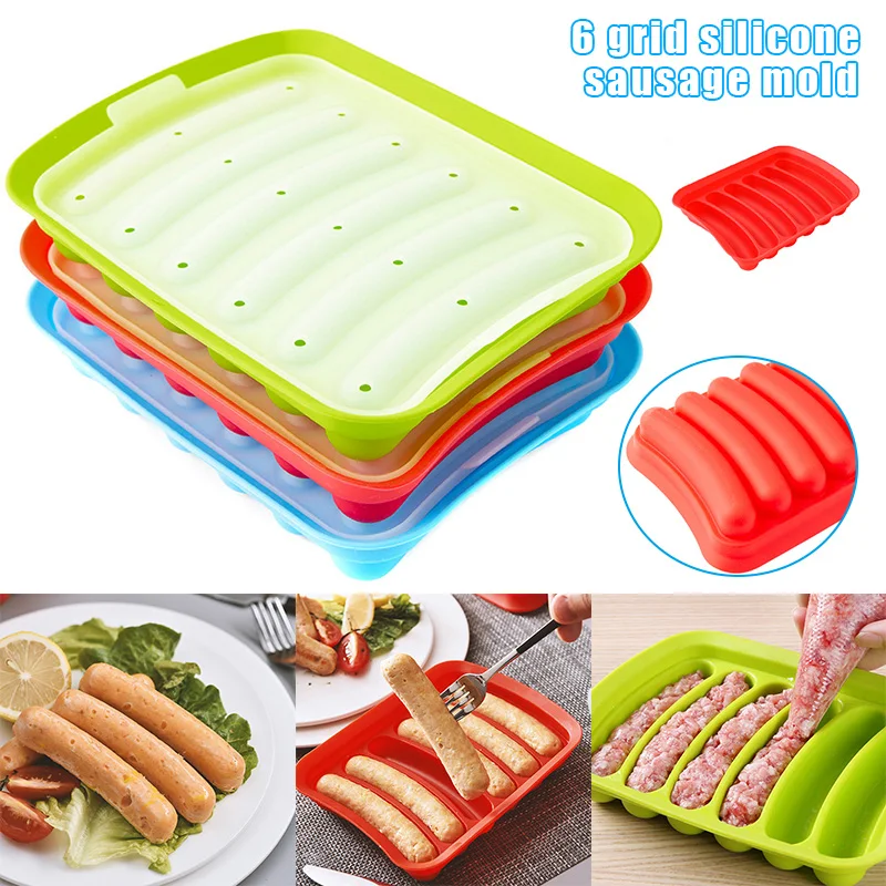 6grid Nonstick Silicone Sausage Mold Hot Dog Mold For Oven And
