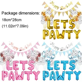 

Pet Dog Birthday LETS PAWTY Letter Balloon Decoration Set Girl Boy Celebration K4UA
