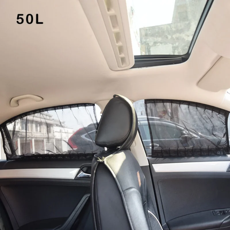 2Pcs General Application Car Rear Window Sun Shade Sunshade Blind Curtain Black Cloth For Baby And Family - Цвет: 50X39