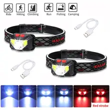 2 шт. светодиодный налобный фонарь перезаряжаемый Налобный фонарик Головной фонарь встроенный аккумулятор с USB Hands Free фара для проверки рыбалки