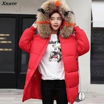 

Xnxee Casual Autumn Winter Jacket Coat Long Thick Warm Women Parka Female Plus Size Hoodies Fur Collar Coat 3XL ukraine