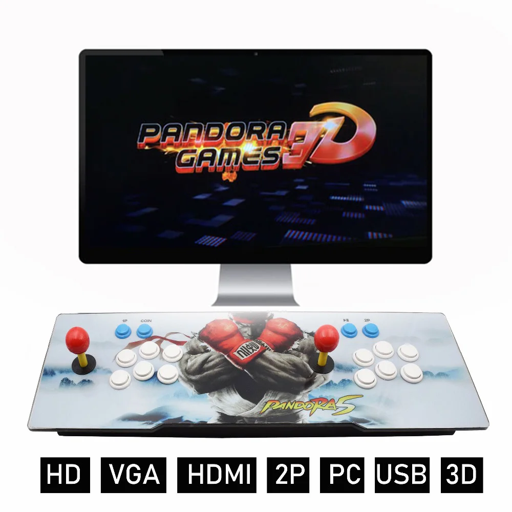 2 плеер 2323 HD ретро-игр 3D Pandora сундук с двумя джойстиками аркадная игровая консоль 1920x1080 Full HD для ПК/ноутбук/ТВ/PS контроллер(SNK