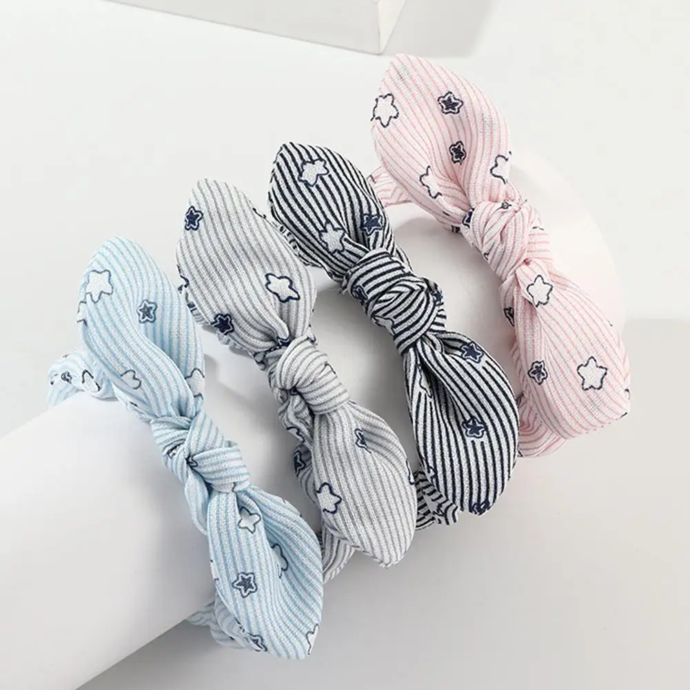 Best Fashion Lovely Women Bowknot Stripe Bunny Ear Elastic Hair Rope Band Ponytail Accessory Hair Ring Rope Ponytail Holder Headdress
